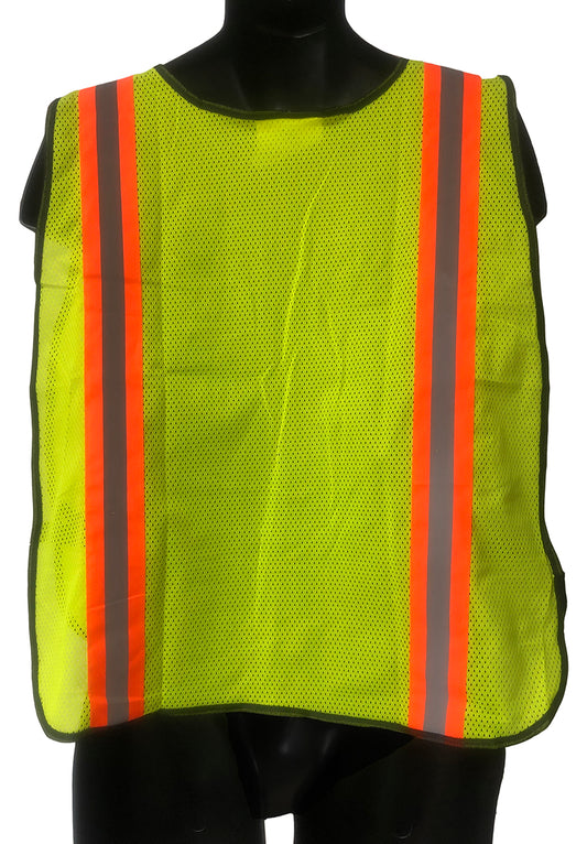 98-1201-G - Safety Mesh Vest - Contrasting Stripes - Hi Vis Yellow