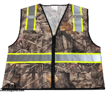 98-2200CF - Safety Vest - Mesh With 2" Silver Reflector On 3", Multiple Pockets - Camouflage