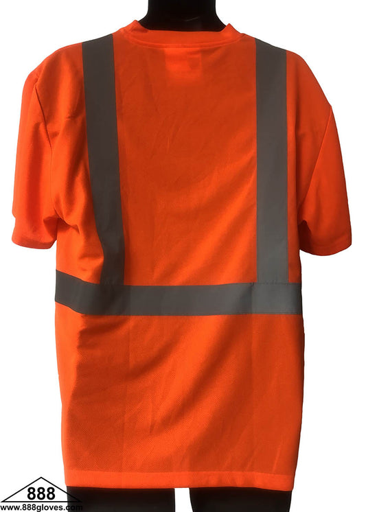 98-2500-O - Safety Class II T Shirt - Silver Reflector - Hi Vis Orange