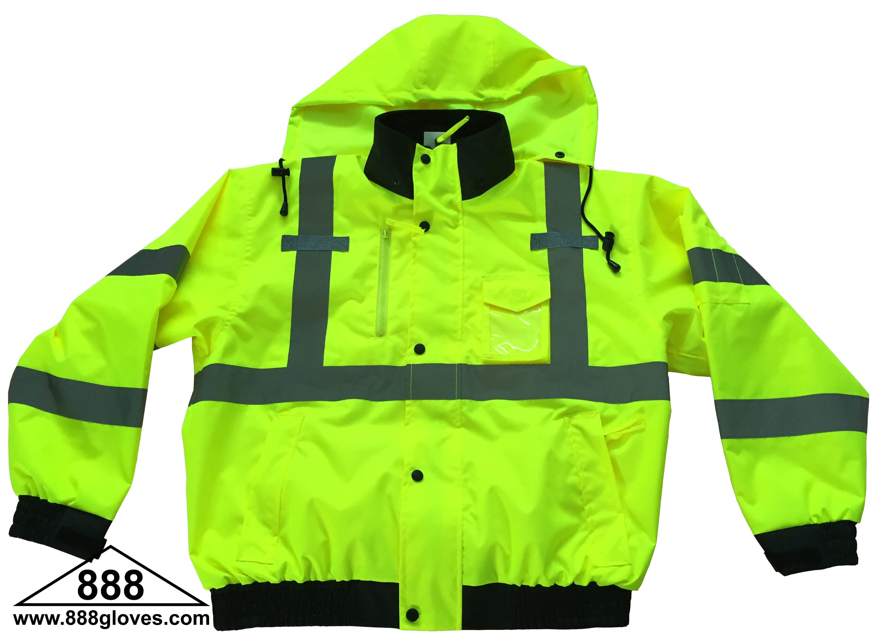 Safety Vest - Bomber Jacket, Class III - Hi Vis Yellow and Black - 98 ...