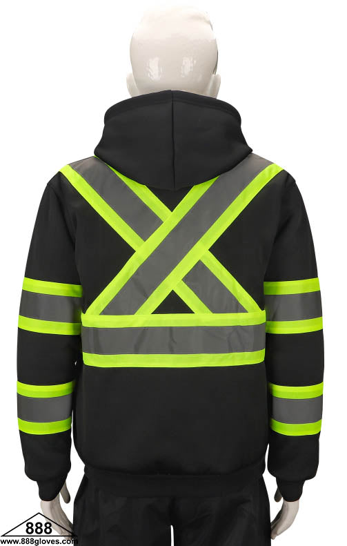 98-3021BKG - Safety Vest - Sweater Hoodie Fleece Jacket - Black