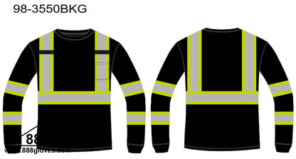 98-3550BKG - Safety T-Shirts - Class I Long Sleeve T-Shirts - Black