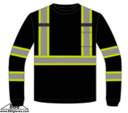 98-3550BKG - Safety T-Shirts - Class I Long Sleeve T-Shirts - Black