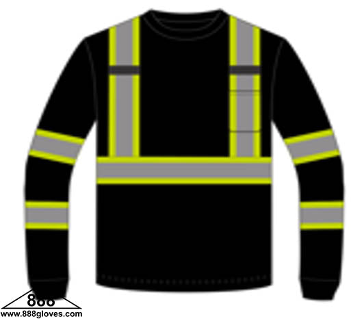 98-3550BKG - Safety T-Shirts - Class I Long Sleeve T-Shirts - Black