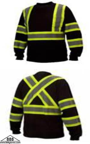 98-3550BKG - Safety T-Shirts - Class I Long Sleeve T-Shirts - Black