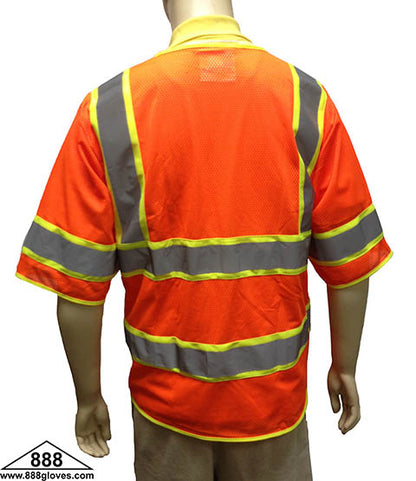 98-3600-O - Safety Vest - Class III, Zipper Front, Mesh Front and Back - Hi Vis Orange