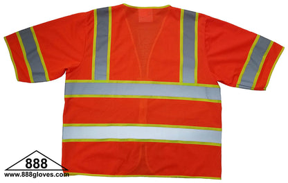 98-3600-O - Safety Vest - Class III, Zipper Front, Mesh Front and Back - Hi Vis Orange