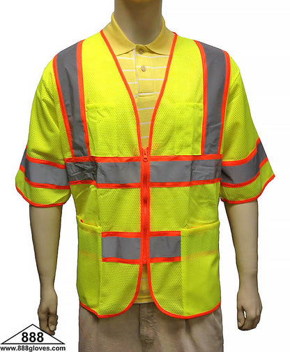 98-3601-G - Safety Vest - Class III, Zipper Front, Mesh Front and Back - Hi Vis Yellow