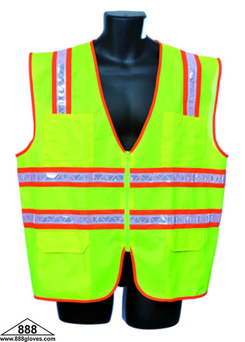 98-5901-G - Safety Vest - Surveyor Vest, Solid Front and Mesh Back - Hi Vis Yellow
