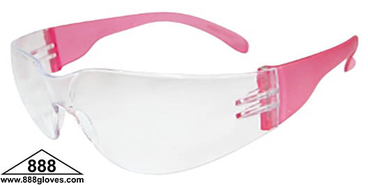 99-T8200PK-C - Safety Glasses - Frameless with Pink Temples and Clear Lenses