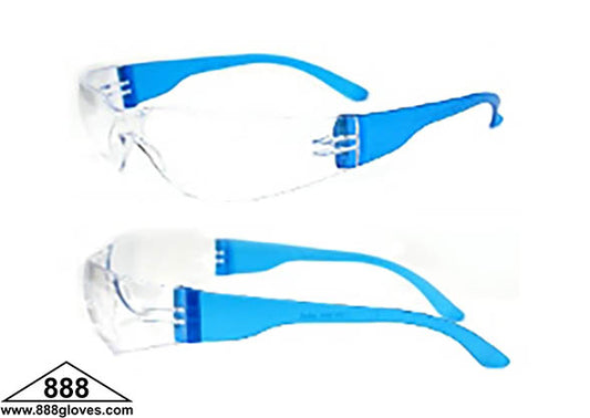 99-T820X-C - Safety Glasses - Frameless with Colored Temples and Clear Lenses