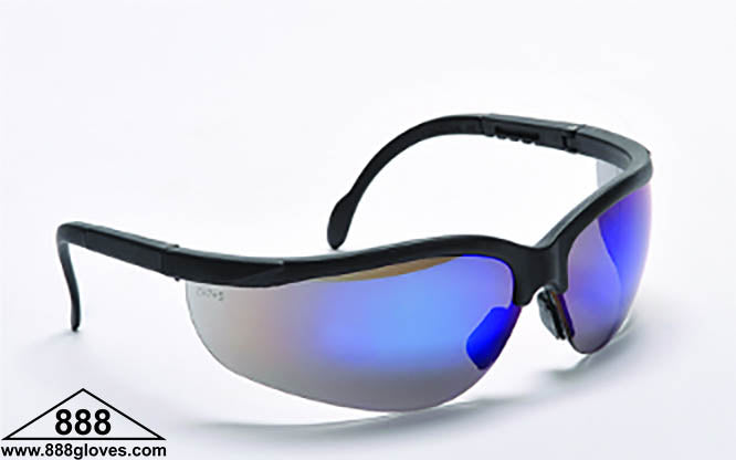 99-T8800-BM - Safety Glasses - Wolverine - Black Half Frame with Blue Mirror Lenses