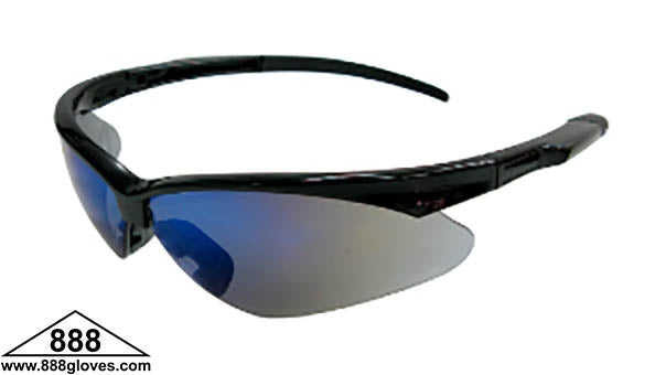 99-T9000-BM - Safety Glasses - Lightning - Black Half Frame with Blue Mirror Lenses