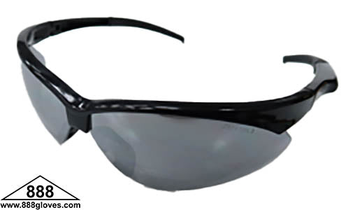 99-T9000-SM - Safety Glasses - Lightning - Black Half Frame with Silver Mirror Lenses
