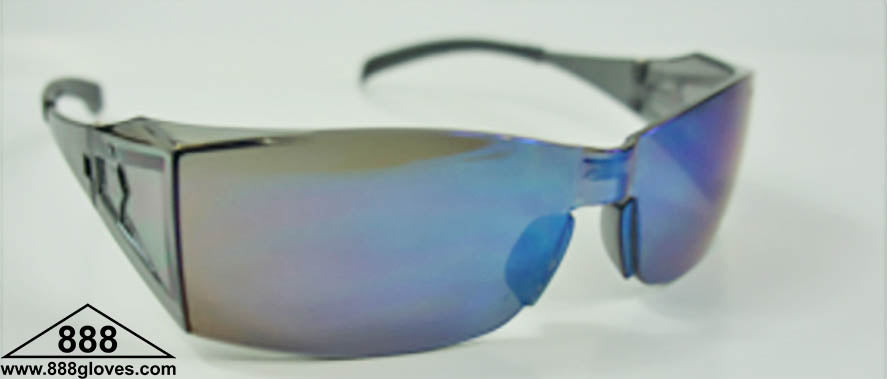 99-T9100-BM - Safety Glasses - Blade - Frameless with Blue Mirror Lenses