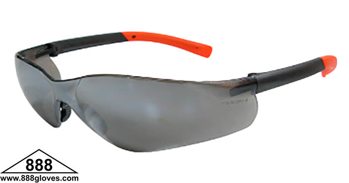99-T9400-SM - Safety Glasses - Omega - Frameless with Hi Vis Temples and Silver Mirror Lenses