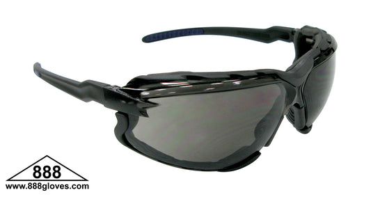 99-TF9500-G - Safety Glasses - Falcon - Black Full Frame with Foam Lined Gasket and Grey Tinted Lenses