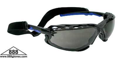 99-TF9500X-GAF - Safety Glasses - Falcon X - Black Full Frame Foam Lined Gasket and Grey Tinted Anti Fog Lenses