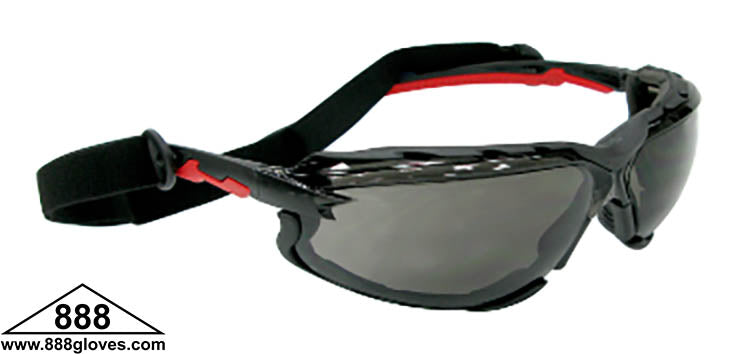 99-TF9500X-GAF - Safety Glasses - Falcon X - Black Full Frame Foam Lined Gasket and Grey Tinted Anti Fog Lenses